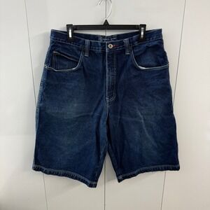 Source Jeans Mens 36 Dark Wash Denim Carpenter Shorts White Contrast Stitching